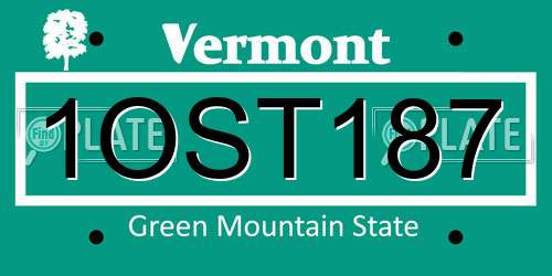 1OST187 Vermont License Plate