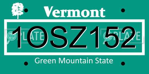 1OSZ152 Vermont License Plate