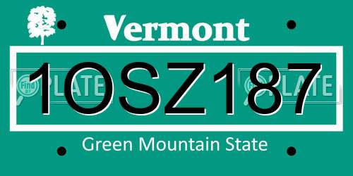 1OSZ187 Vermont License Plate