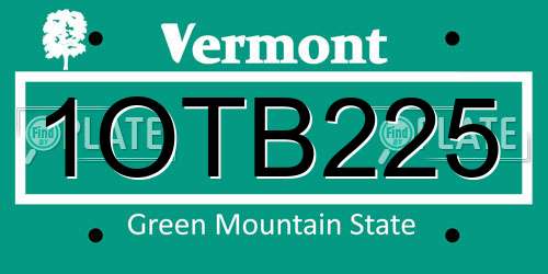 1OTB225 Vermont License Plate