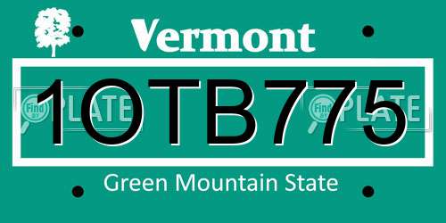 1OTB775 Vermont License Plate