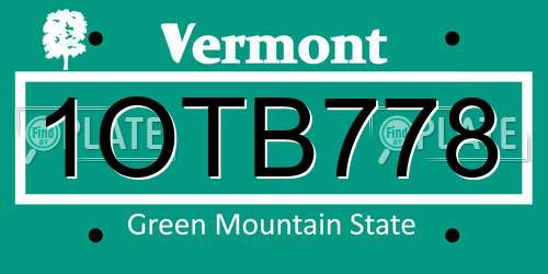 1OTB778 Vermont License Plate