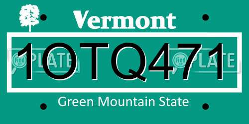 1OTQ471 Vermont License Plate