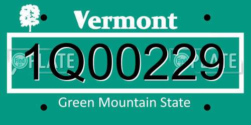 1Q00229 Vermont License Plate