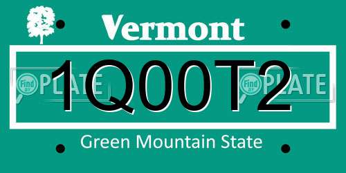1Q00T2 Vermont License Plate
