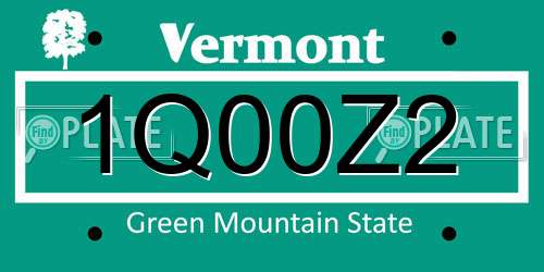 1Q00Z2 Vermont License Plate