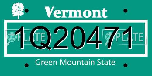 1Q20471 Vermont License Plate