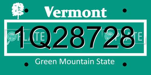 1Q28728 Vermont License Plate