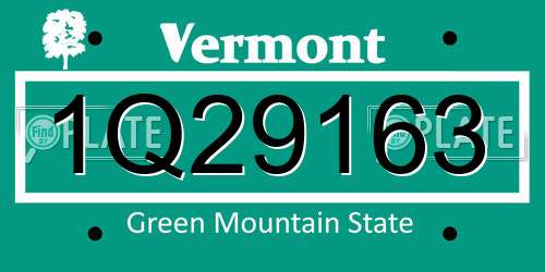 1Q29163 Vermont License Plate