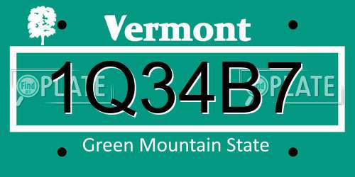 1Q34B7 Vermont License Plate