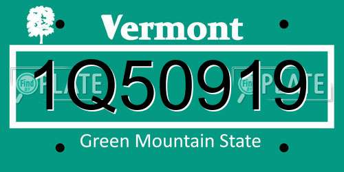 1Q50919 Vermont License Plate