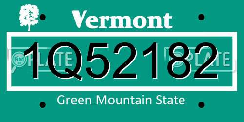 1Q52182 Vermont License Plate