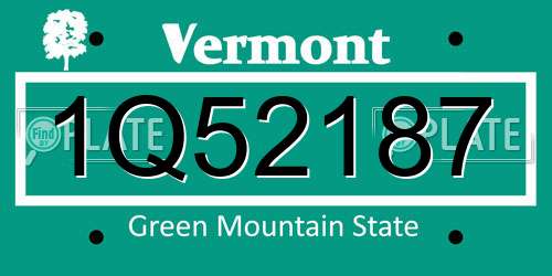 1Q52187 Vermont License Plate