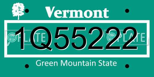 1Q55222 Vermont License Plate