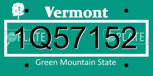 1Q57152 Vermont License Plate