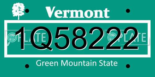 1Q58222 Vermont License Plate