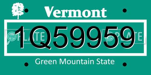 1Q59959 Vermont License Plate