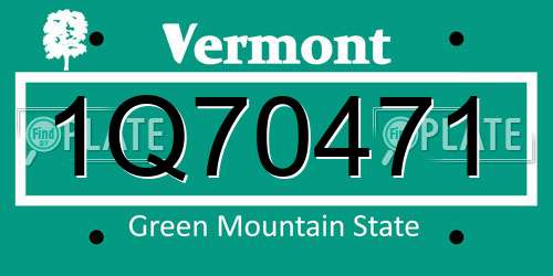 1Q70471 Vermont License Plate