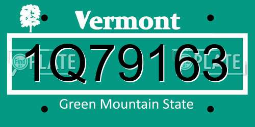 1Q79163 Vermont License Plate