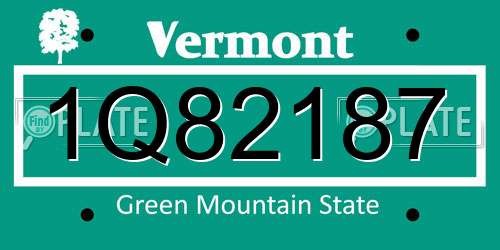 1Q82187 Vermont License Plate