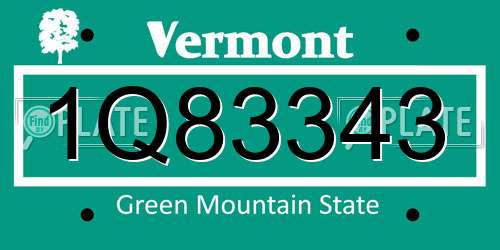 1Q83343 Vermont License Plate