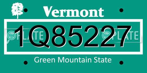 1Q85227 Vermont License Plate
