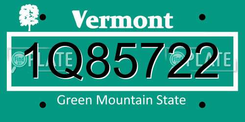 1Q85722 Vermont License Plate