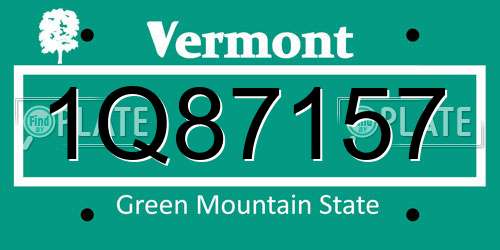 1Q87157 Vermont License Plate