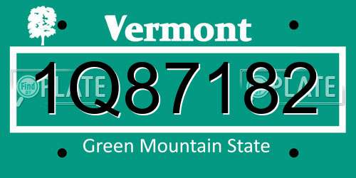 1Q87182 Vermont License Plate