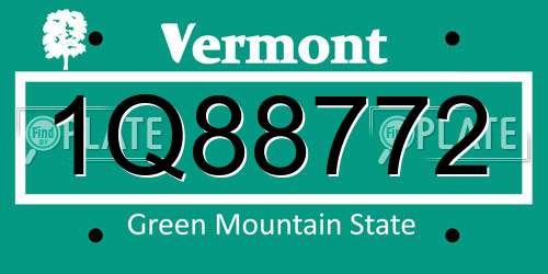 1Q88772 Vermont License Plate