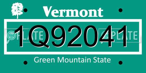 1Q92041 Vermont License Plate
