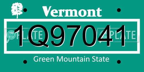 1Q97041 Vermont License Plate