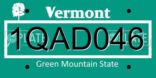 1QAD046 Vermont License Plate