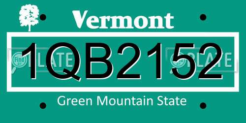 1QB2152 Vermont License Plate
