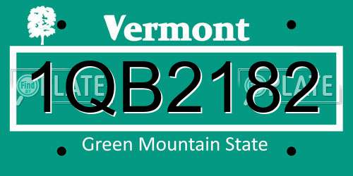 1QB2182 Vermont License Plate