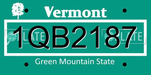 1QB2187 Vermont License Plate