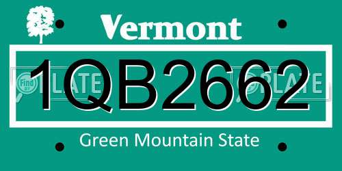 1QB2662 Vermont License Plate