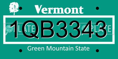 1QB3343 Vermont License Plate