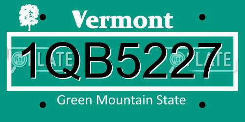 1QB5227 Vermont License Plate