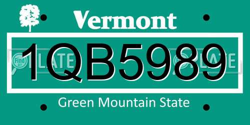 1QB5989 Vermont License Plate