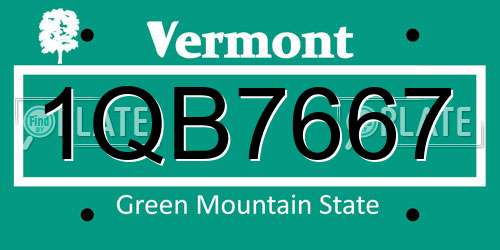 1QB7667 Vermont License Plate