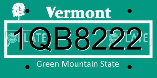 1QB8222 Vermont License Plate