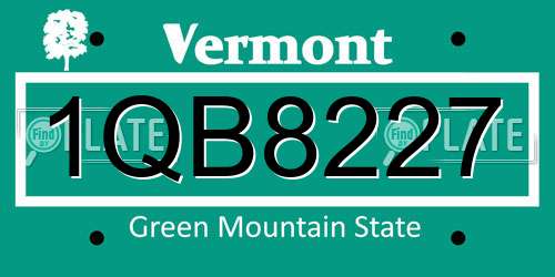1QB8227 Vermont License Plate