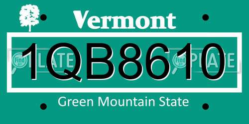 1QB8610 Vermont License Plate