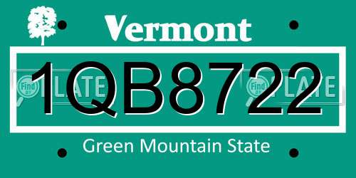 1QB8722 Vermont License Plate