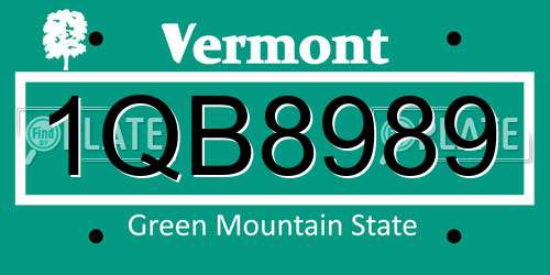 1QB8989 Vermont License Plate