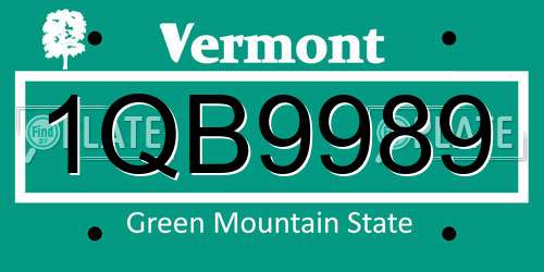 1QB9989 Vermont License Plate