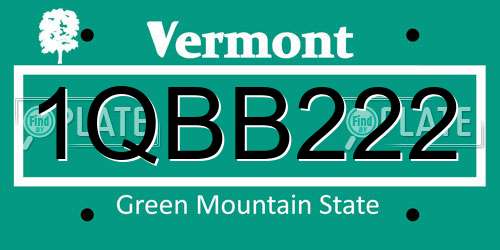 1QBB222 Vermont License Plate