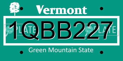 1QBB227 Vermont License Plate
