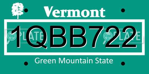 1QBB722 Vermont License Plate